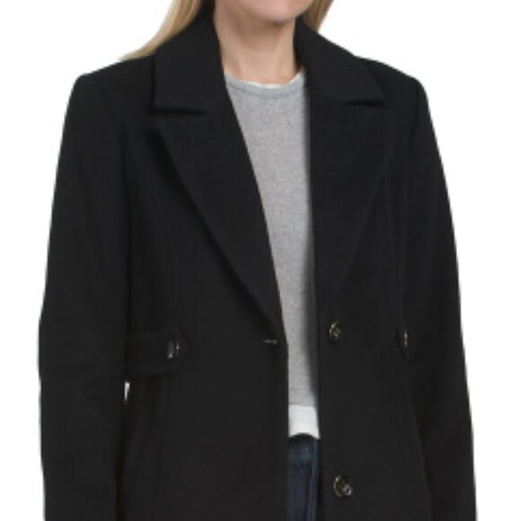 COLE HAAN Black Wool Blend Single Breasted Coat - Picture 3 of 3